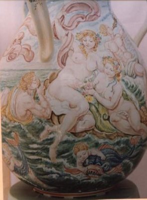 Ceramiche d-Arte di Albisola - Giara in Antico Savona
raffigurante " Trionfo di Venere " 